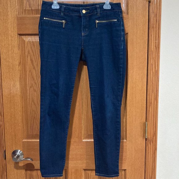 MICHAEL KORS Women's 4 Skinny Dark Wash Blue Denim Jeans Zipper Pockets - Picture 1 of 7